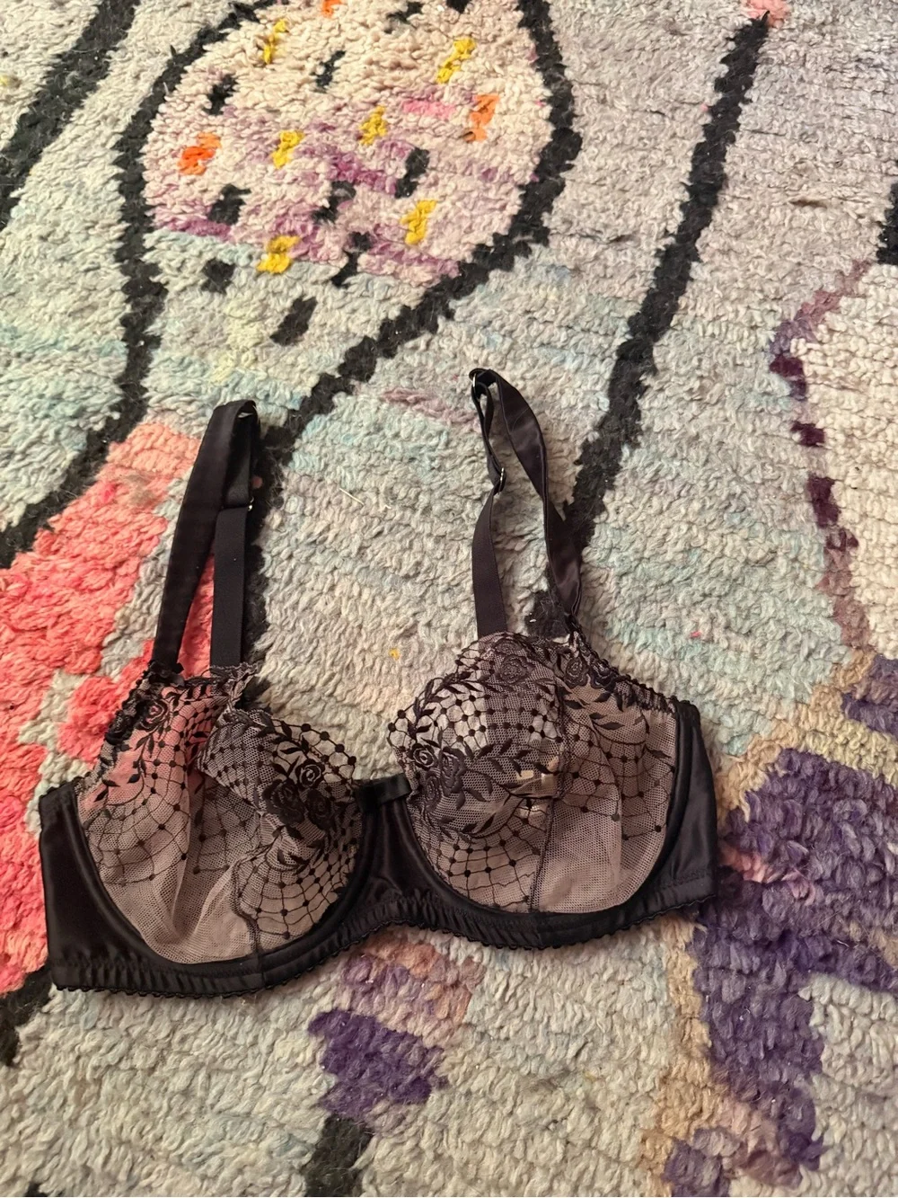 Dita Von Teese Julie’s Roses Black Bra | Romantic Vintage Glamour — 34DD/34E